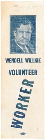 "WENDELL WILLKIE WOLUNTEER WORKER" 1940 PORTRAIT RIBBON.