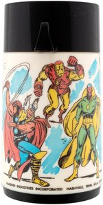 MARVEL COMICS' SUPER HEROES UNUSED METAL LUNCHBOX WITH THERMOS.