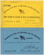HAYES & TILDEN "COUNTING THE VOTE FOR PRESIDENT AND VICE PRESIDENT" 1876 TICKETS.