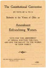 "OHIO NEXT" WOMEN "COLLEGE EQUAL SUFFRAGE LEAGUE" HANDBILL.