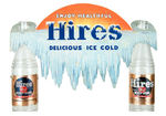 "HIRES DELICIOUS ICE COLD" DIECUT CARDBOARD DOUBLE BOTTLE TOPPER STORE DISPLAY.