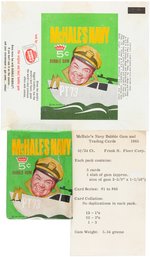 McHALE'S NAVY FLEER GUM CARD DISPLAY BOX, WAX PACK, WRAPPER & SPEC SHEET.