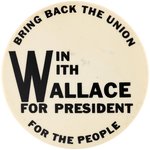 HENRY WALLACE "BRING BACK THE UNION FOR THE PEOPLE" RARE 1948 BUTTON.