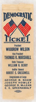 WILSON & MARSHALL 1912 PHILADELPHA COATTAIL RIBBON.