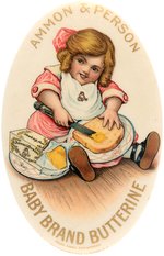 POCKET MIRROR FOR "AMMON & PERSON/BABY BRAND BUTTERINE" CREAM BACKGROUND VARIETY C. 1905.
