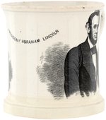 "PRESIDENT ABRAHAM LINCOLN" CIVIL WAR ERA SOFT-PASTE STAFFORDSHIRE MUG.