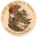 POCKET MIRROR FROM INDIAN TERRITORY FOR SODA WATER WITH CARTOON OF FLAPPING GOOSE AND DISTRAUGHT BOY.