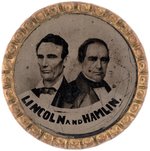 "LINCOLN AND HAMLIN" 1860 UNIFACE FERROTYPE JUGATE BADGE.