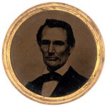 LINCOLN 1860 BRASS FRAMED FERROTYPE BADGE.