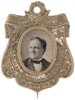TILDEN "OUR CENTINIAL PRESIDENT 1876" FERROTYPE PORTRAIT BADGE.
