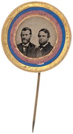 GRANT & COLFAX 1868 PATRIOTIC BRASS SHELL FERROTYPE BADGE.