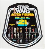 STAR WARS (1979)  "COLLECT ALL 21" ACTION FIGURES 1979 BELL HANGER ADVERTISING STORE DISPLAY SIGN AFA 90 NM+/MINT.