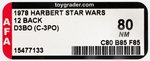 HARBERT GUERRE STELLARI/STAR WARS (1978) - D3BO (C-3PO) 12 BACK AFA 80 NM.