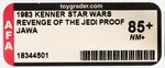 STAR WARS: REVENGE OF THE JEDI (1983) - JAWA PROOF CARD AFA 85+ NM+.