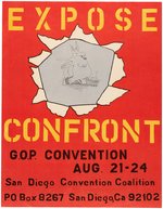 "EXPOSE CONFRONT" 1972 ANTI-VIETNAM "SAN DIEGO CONVENTION COALITION" POSTER.