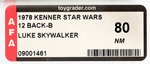 STAR WARS (1978) - LUKE SKYWALKER 12 BACK-B AFA 80 NM.