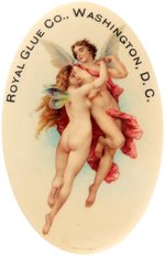 POCKET MIRROR W/FLOATING ANGELS AND "ROYAL GLUE CO./WASHINGTON, D.C. C. 1905.