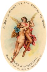 POCKET MIRROR WITH MALE AND FEMALE ANGEL COUPLE PROMOTING A BALTIMORE "MODERN TAILOR".