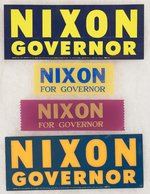 NIXON FOR GOVERNOR 1962 COLLECTION INC. COMUNITY ORG HANDBOOK, RIBBONS, SONG SHEET & MORE.