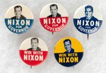 NIXON FOR GOVERNOR COLLECTION OF SIX 1962 CAMPAIGN BUTTONS.