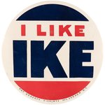 "EISENHOWER "I LIKE IKE" LARGE 9" SLOGAN BUTTON.