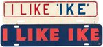 "I LIKE IKE" PAIR OF EISENHOWER CAMPAIGN LICENSE PLATE ATTACHMENTS.