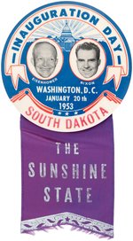 "EISENHOWER NIXON SOUTH DAKOTA SUNSHINE STATE" 1953 INAUGURATION JUGATE BUTTON.