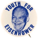 "YOUTH FOR EISENHOWER" RARE IKE FLOATING HEAD PORTRAIT BUTTON.