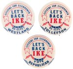 EISENHOWER TRIO OF COATTAIL BUTTONS INCLDUING SCARCE WASHINGTON STATE.