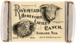 MATCHSAFE FOR NEBRASKA'S "RIVERSIDE HEREFORD CATTLE RANCH" W/REGISTRATION NUMBERS.