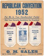 IKE, MacARTHUR & TAFT RARE POCKET SQUARE 1952 GOP CONVENTION SALESMAN DISPLAY.