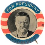 "FOR PRESIDENT ROOSEVELT" SCARCE 1912 TR BUTTON UNLISTED IN HAKE.