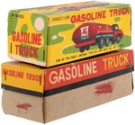 MOBIL & GENERIC GASOLINE JAPAN FRICTION SMALL TIN TRUCK PAIR IN BOXES.