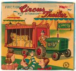 CIRCUS TRAILER SANKEI JAPAN FRICTION TIN CAGE TRAILER AND TRACTOR IN BOX.