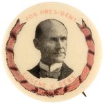 "FOR PRESIDENT EUGENE V. DEBS" RIBBON MOTIF PORTRAIT BUTTON.