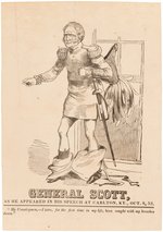 WINFIELD SCOTT "CAUGHT WITH MY BREECHES DOWN" 1852 CARTOON POSTER.