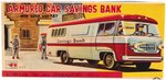 ARMORED CAR VAN SAVINGS BANK JAPAN FRICTION TIN TRUCK IN BOX & UNBOXED ARMORED CAR BANK.