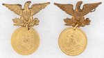 GARFIELD & HANCOCK PAIR OF 1880 JUGATE MEDALS W/BRASS SHELL EAGLE HANGERS.