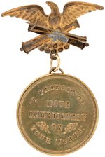 "GENERAL U. S. GRANT" HIGH RELIEF BRASS SHELL BADGE.