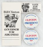 CLINTON "ANNOUNCEMENT DAY OCTOBER 3, 1991" EARLY CAMPAIGN BUTTON AND GOV. EPHEMERA.