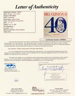 "BILL CLINTON IS 40" SIGNED POSTER, TICKET & BUTTON FROM 1986 EVENT.