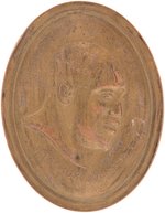 C. 1910 "J. ARTHUR JOHNSON/CHAMPION OF THE WORLD/RENO, 1910" EMBOSSED BRASS OVAL WALL  PLAQUE.