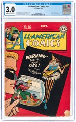 ALL-AMERICAN COMICS #89 SEPTEMBER 1947 CGC 3.0 GOOD/VG (FIRST HARLEQUIN).