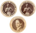 C. 1914 YOUNG JACK O'BRIEN TRIO OF REAL PHOTO BUTTONS (ONE UNLISTED).