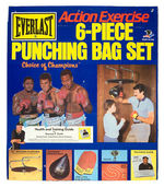 ALI/FRAZIER/HOLMES "EVERLAST 6-PIECE PUNCHING BAG SET" SIGN.