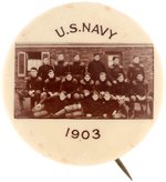 "1903 U.S. NAVY" REAL PHOTO FOOTBALL TEAM BUTTON.