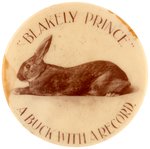 REAL PHOTO OF C. 1899 STUD BUNNY TITLED "BLAKELY PRINCE/A BUCK WITH A RECORD" AND BUTTON POWER BOOK PHOTO EXAMPLE.