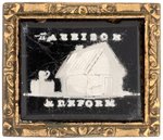 HARRISON & REFORM 1840 LOG CABIN AND CIDER BARREL SULFIDE BROOCH.