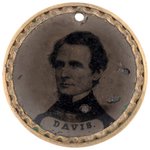 JEFFERSON DAVIS AND BEAUREGARD BACK TO BACK CONFEDERATE FERROTYPE BADGE.