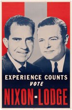 NIXON & LODGE 1960 "EXPERIENCE COUNTS" JUGATE POSTER.